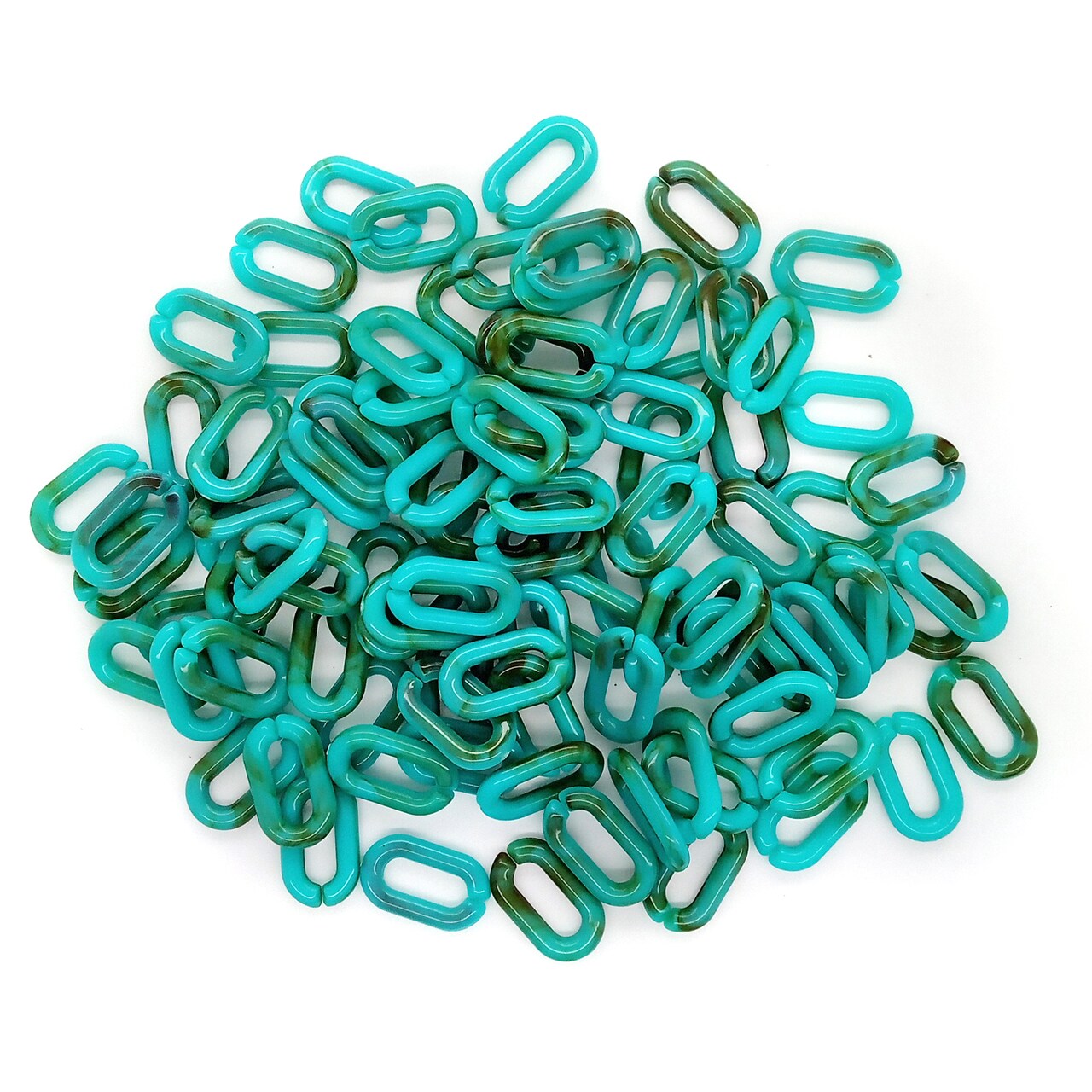 Plastic Chain Links, 100 pcs, Turquoise/Teal Blue 18mm wide, Adorabilities